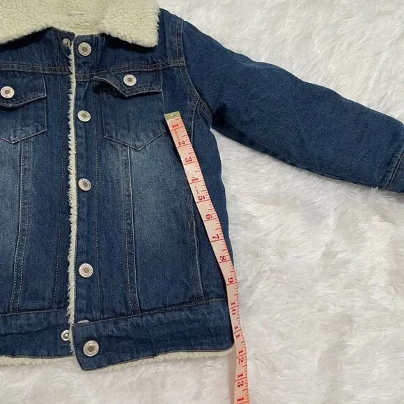 Unisex Kids BetterIn Denim Sherpa Jacket in Dark Denim Size Extra Extra Large - Picture 4 of 9